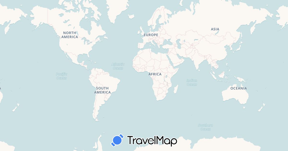 TravelMap itinerary: driving, plane, boat in Australia, United Kingdom, Netherlands, New Zealand, French Polynesia, United States (Europe, North America, Oceania)
